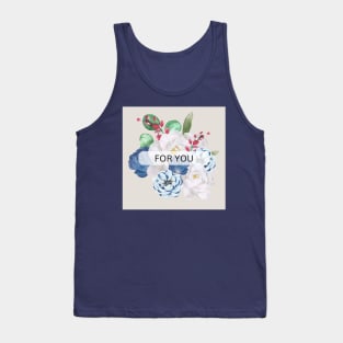 Watercolor flowers and leaves Tank Top